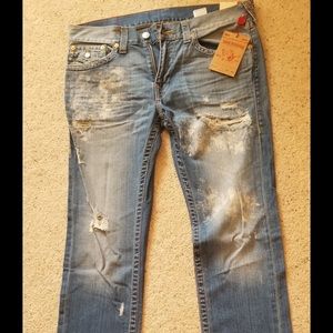 Men’s True Religion Distressed Jeans. Never worn.